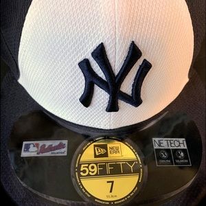New Era NY Yankees Hat Cap White & Navy 59Fifty